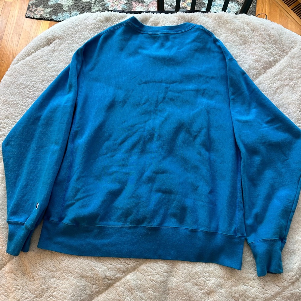 Champion Sweatshirt Men XL Blue Reverse Weave Crewneck Pullover Heavyweight Logo